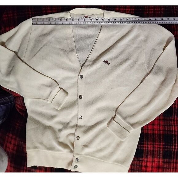 Vintage Steeple Chase Tan V Neck Orlon Cardigan Sweater‎ Made In USA Men's Large - Picture 8 of 16